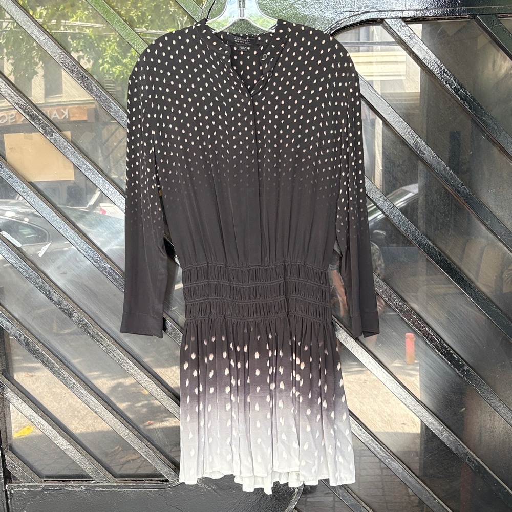 All Saints Black and White Gradient Long Sleeve Dress